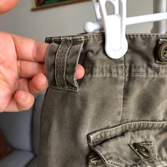 Zara Love Trf XX Cargo Khaki Green Capri Drawstring Jean 100% Cotton Women Sz 4 - Picture 6 of 16